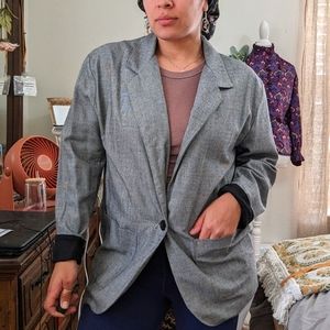 Vintage Lightweight Gray Casual Blazer Cuffed Sleeves